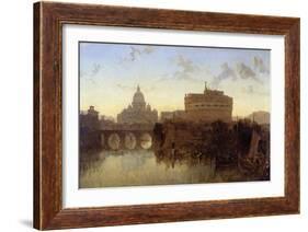 Rome, St Peter's and the Castel St. Angelo-David Roberts-Framed Giclee Print