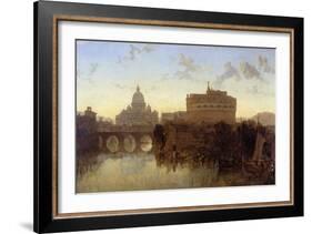 Rome, St Peter's and the Castel St. Angelo-David Roberts-Framed Giclee Print
