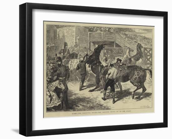 Rome, the Carnival Races, the Barberi Going Up to the Start-Basil Bradley-Framed Giclee Print