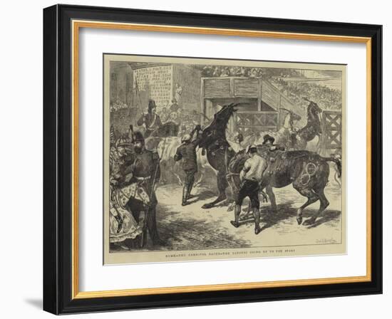 Rome, the Carnival Races, the Barberi Going Up to the Start-Basil Bradley-Framed Giclee Print