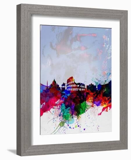 Rome Watercolor Skyline-NaxArt-Framed Art Print