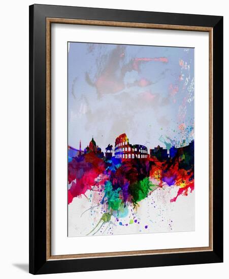 Rome Watercolor Skyline-NaxArt-Framed Art Print