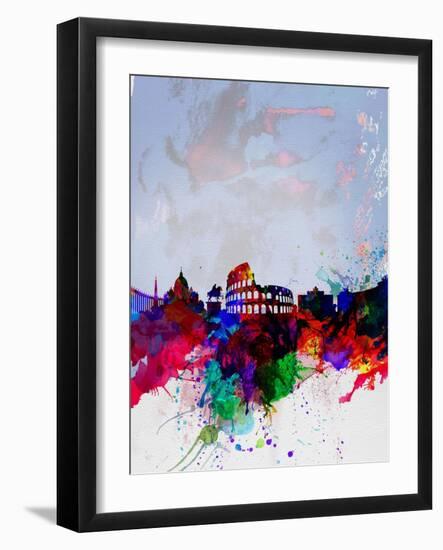 Rome Watercolor Skyline-NaxArt-Framed Art Print