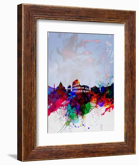 Rome Watercolor Skyline-NaxArt-Framed Art Print