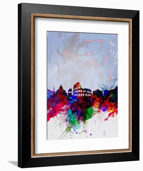 Rome Watercolor Skyline-NaxArt-Framed Art Print