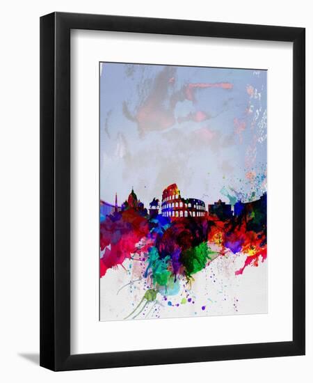 Rome Watercolor Skyline-NaxArt-Framed Art Print