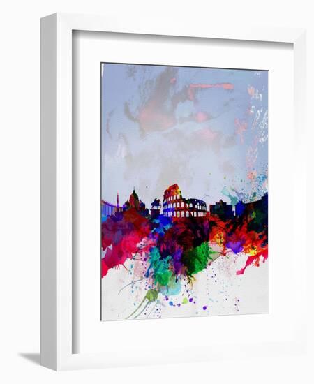 Rome Watercolor Skyline-NaxArt-Framed Art Print