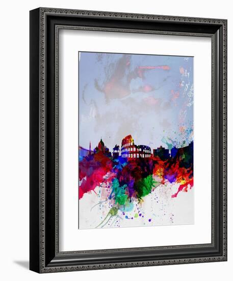 Rome Watercolor Skyline-NaxArt-Framed Art Print