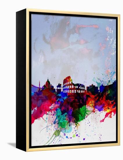 Rome Watercolor Skyline-NaxArt-Framed Stretched Canvas