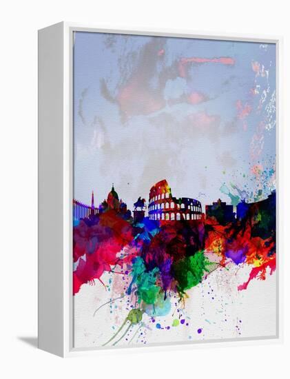 Rome Watercolor Skyline-NaxArt-Framed Stretched Canvas