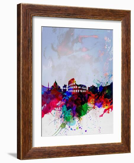 Rome Watercolor Skyline-NaxArt-Framed Art Print