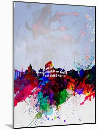 Rome Watercolor Skyline-NaxArt-Mounted Art Print