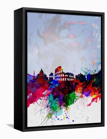 Rome Watercolor Skyline-NaxArt-Framed Stretched Canvas