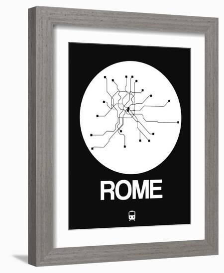 Rome White Subway Map-NaxArt-Framed Art Print