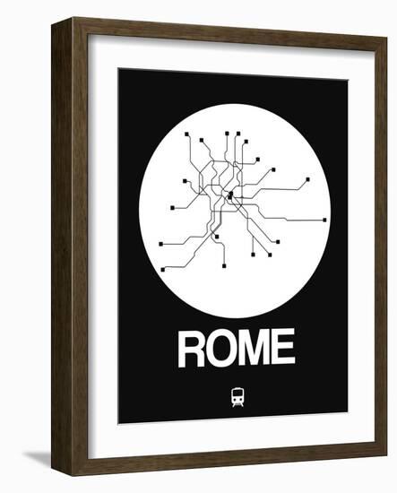 Rome White Subway Map-NaxArt-Framed Art Print