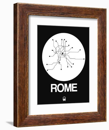 Rome White Subway Map-NaxArt-Framed Art Print