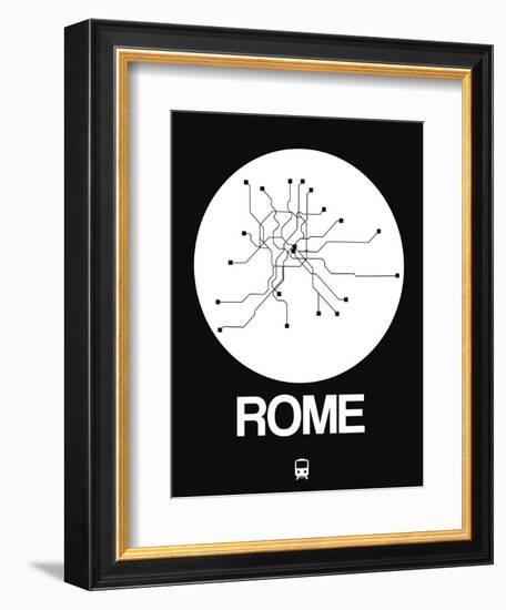 Rome White Subway Map-NaxArt-Framed Art Print