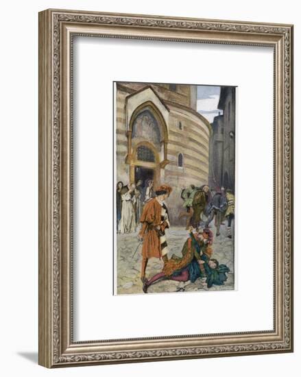 Romeo and Juliet, Act III Scene I, The Death of Mercutio Romeo's Friend-Edwin Austin Abbey-Framed Photographic Print