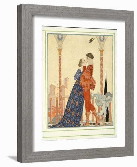 Romeo and Juliette from Personages De Comedie, Pub. 1922 (Pochoir Print)-Georges Barbier-Framed Giclee Print