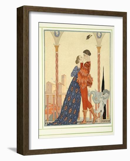 Romeo and Juliette from Personages De Comedie, Pub. 1922 (Pochoir Print)-Georges Barbier-Framed Giclee Print