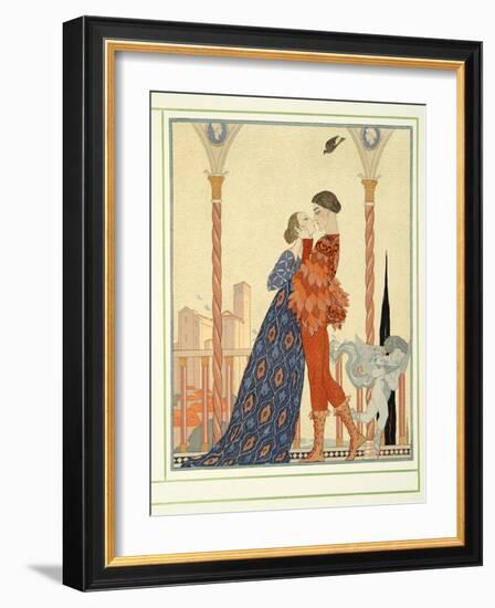 Romeo and Juliette from Personages De Comedie, Pub. 1922 (Pochoir Print)-Georges Barbier-Framed Giclee Print