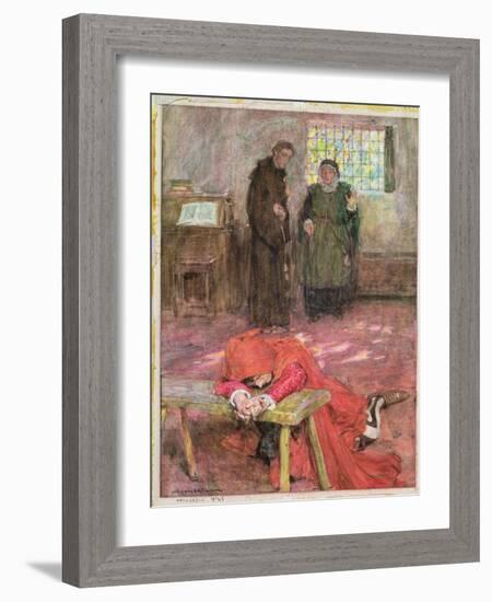 Romeo in Friar Laurence's Cell, Illustration to 'Romeo and Juliet' Act Iii, Scene 3 (W/C & Pencil O-William Hatherell-Framed Giclee Print