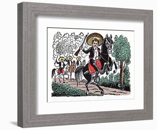 Romero Macario - the Mexican Revolution (1910-1920) Xylography by Jose Guadalupe Posada (1852-1913)-Jose Guadalupe Posada-Framed Giclee Print