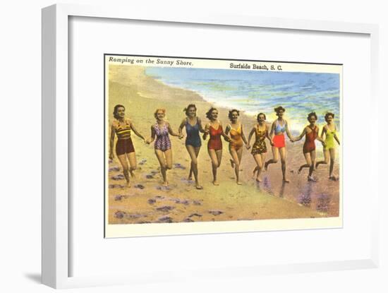 Romping on the Beach, Surfside Beach, South Carolina-null-Framed Art Print