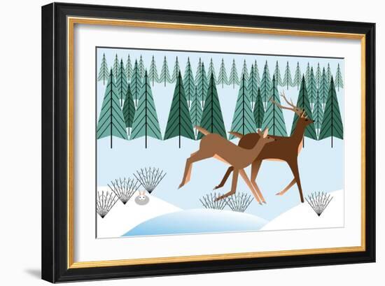 Romping Reindeer-Marie Sansone-Framed Giclee Print