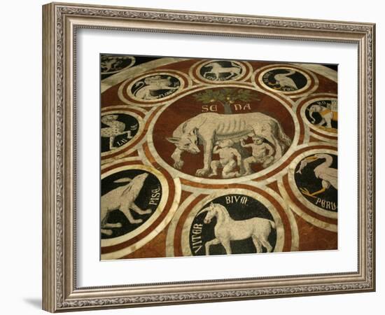 Romulus and Remus in Marble Work in the Duomo Di Sienna, Siena, Tuscany, Italy, Europe-Godong-Framed Photographic Print