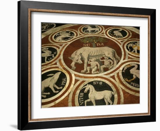 Romulus and Remus in Marble Work in the Duomo Di Sienna, Siena, Tuscany, Italy, Europe-Godong-Framed Photographic Print