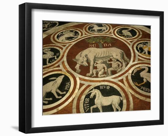 Romulus and Remus in Marble Work in the Duomo Di Sienna, Siena, Tuscany, Italy, Europe-Godong-Framed Photographic Print