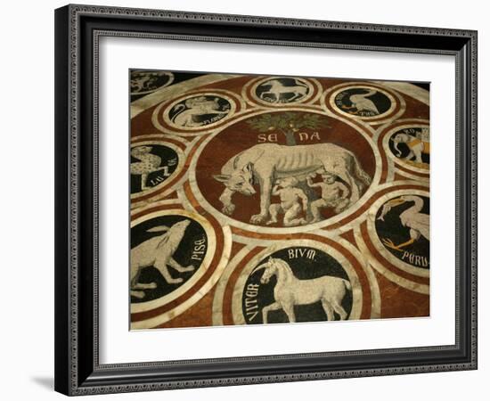 Romulus and Remus in Marble Work in the Duomo Di Sienna, Siena, Tuscany, Italy, Europe-Godong-Framed Photographic Print