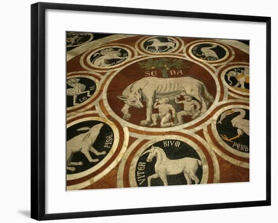 Romulus and Remus in Marble Work in the Duomo Di Sienna, Siena, Tuscany, Italy, Europe-Godong-Framed Photographic Print