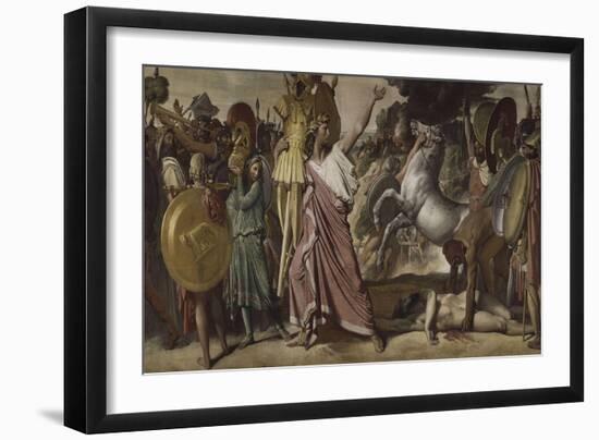 Romulus, vainqueur d'Acron, porte les dépouilles opimes au temple de Jupiter-Jean-Auguste-Dominique Ingres-Framed Giclee Print