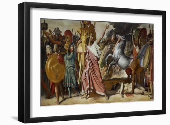 Romulus, Victorious Against Acron, Carries Acron's Body to the Temple of Jupiter, 1812-Jean-Auguste-Dominique Ingres-Framed Giclee Print