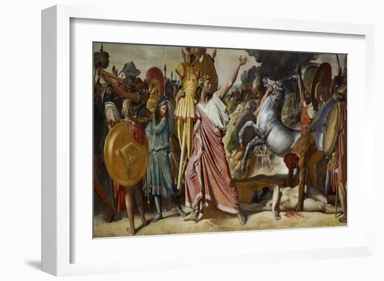 Romulus, Victorious Against Acron, Carries Acron's Body to the Temple of Jupiter, 1812-Jean-Auguste-Dominique Ingres-Framed Giclee Print