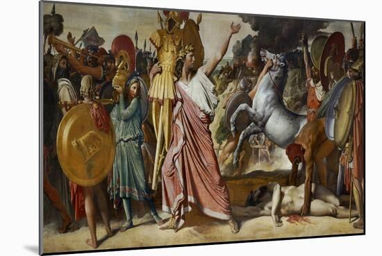 Romulus, Victorious Against Acron, Carries Acron's Body to the Temple of Jupiter, 1812-Jean-Auguste-Dominique Ingres-Mounted Giclee Print