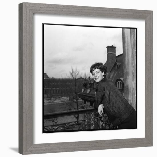 Romy Schneider on a Balcony-Marcel Begoin-Framed Photographic Print