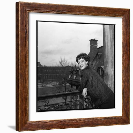 Romy Schneider on a Balcony-Marcel Begoin-Framed Photographic Print