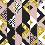 Abstract Geometric Background of Golden Glitter Square and Triangle Elements for Modern Trendy Desi-Ron Dale-Art Print