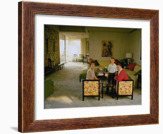 Ronald Reagan Sitting with Wife Nancy and Son Ronnie-Bill Ray-Framed Photographic Print