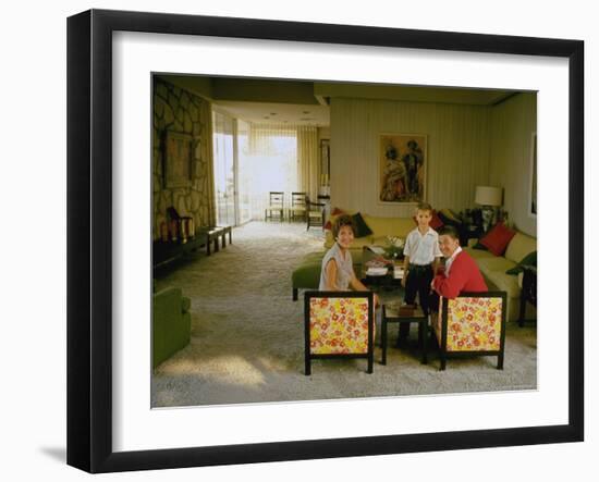 Ronald Reagan Sitting with Wife Nancy and Son Ronnie-Bill Ray-Framed Photographic Print