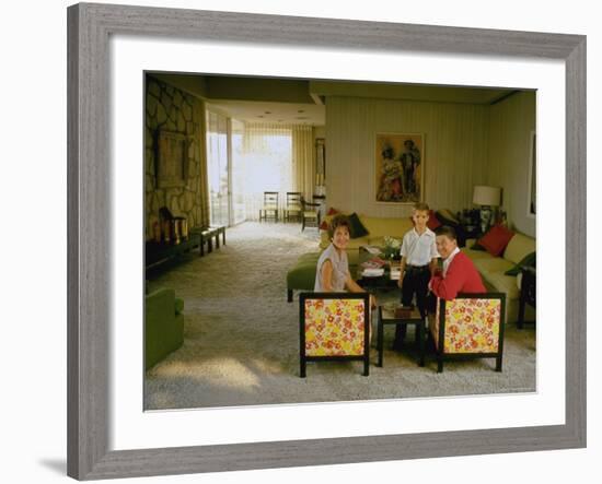 Ronald Reagan Sitting with Wife Nancy and Son Ronnie-Bill Ray-Framed Photographic Print