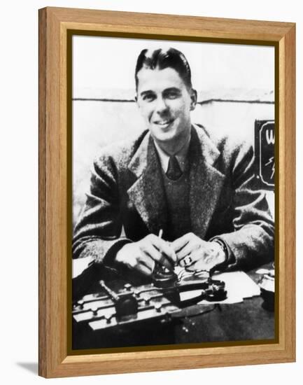 Ronald Reagan Was a Sports Announcer at Radio Station Who in Des Moines, Iowa, ca 1930s-null-Framed Stretched Canvas