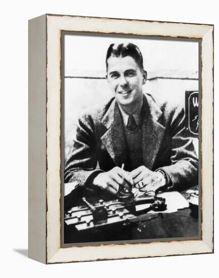 Ronald Reagan Was a Sports Announcer at Radio Station Who in Des Moines, Iowa, ca 1930s-null-Framed Stretched Canvas