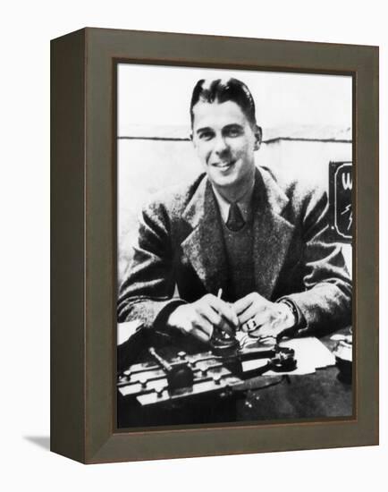 Ronald Reagan Was a Sports Announcer at Radio Station Who in Des Moines, Iowa, ca 1930s-null-Framed Stretched Canvas