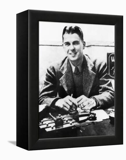 Ronald Reagan Was a Sports Announcer at Radio Station Who in Des Moines, Iowa, ca 1930s-null-Framed Stretched Canvas