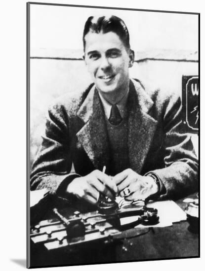 Ronald Reagan Was a Sports Announcer at Radio Station Who in Des Moines, Iowa, ca 1930s-null-Mounted Photo