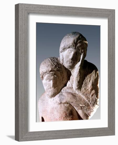 Rondanini Pieta, Detail of the Heads of Christ and Mary-Michelangelo Buonarroti-Framed Giclee Print